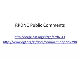 RPDNC Public Comments