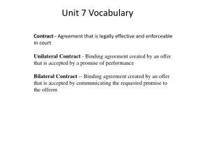 Contract - Agreement that is legally effective and enforceable in court