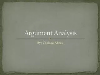 Argument Analysis