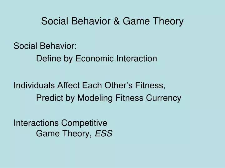 social behavior game theory