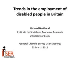 Trends in the employment of disabled people in Britain