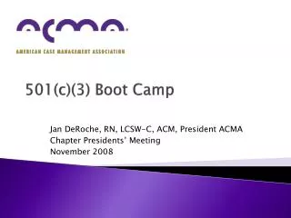 501(c)(3) Boot Camp