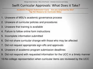 Swift Curricular Approvals: What Does it Take?
