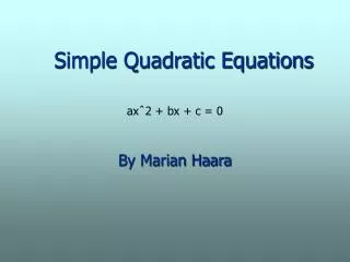 Simple Quadratic Equations