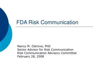 FDA Risk Communication