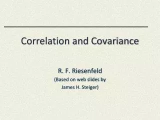 Correlation and Covariance