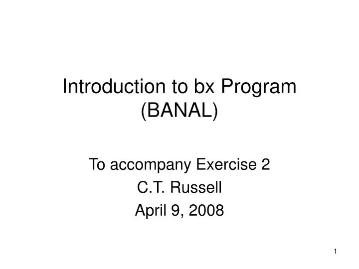 introduction to bx program banal