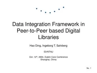 Data Integration Framework in Peer-to-Peer based Digital Libraries