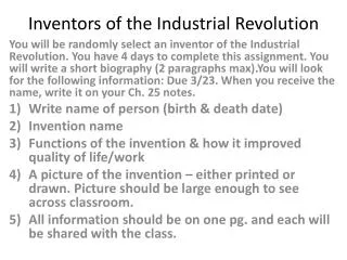 Inventors of the Industrial Revolution