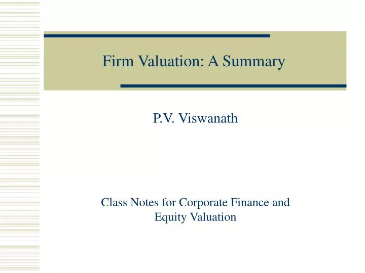 firm valuation a summary