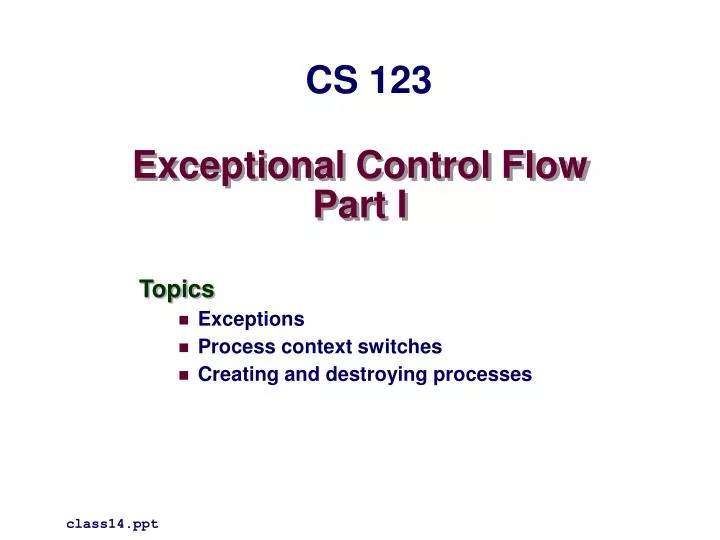 exceptional control flow part i