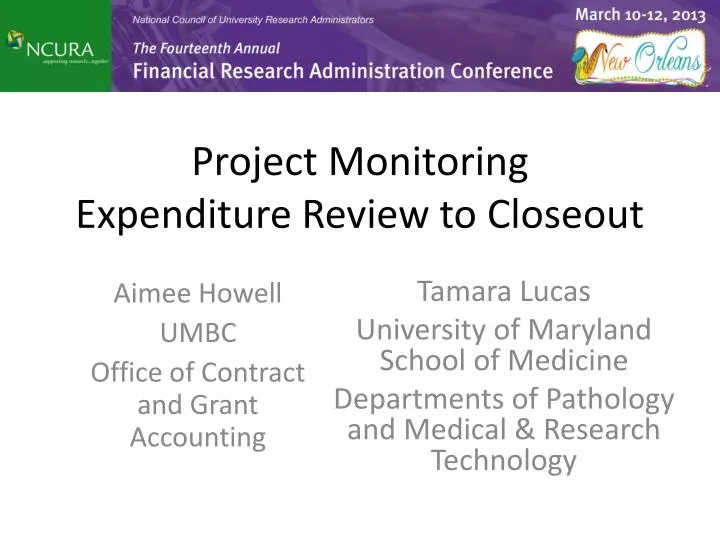 project monitoring expenditure review to closeout