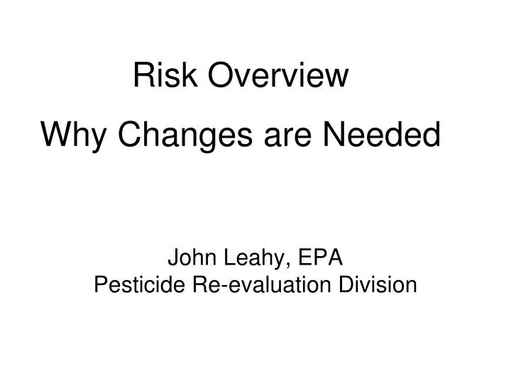 john leahy epa pesticide re evaluation division