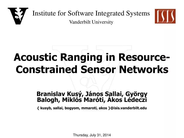 acoustic ranging in resource constrained sensor networks