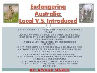 Endangering Australia: Local V.S. Introduced