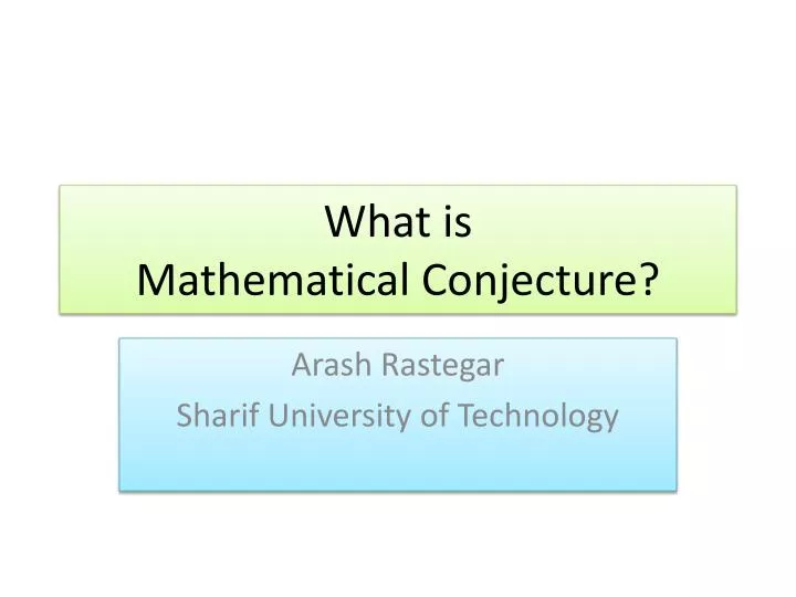 what is mathematical conjecture