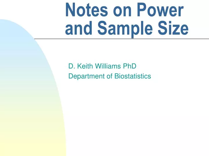 notes on power and sample size