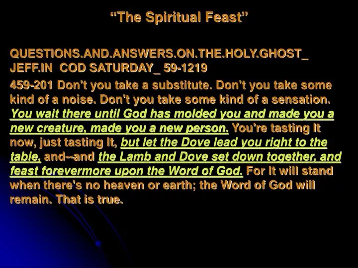 the spiritual feast