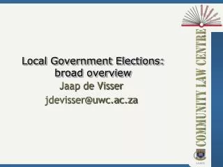 Local Government Elections: broad overview