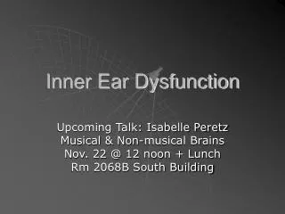 Inner Ear Dysfunction