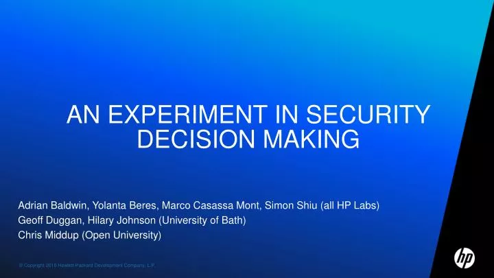 an experiment in security decision making