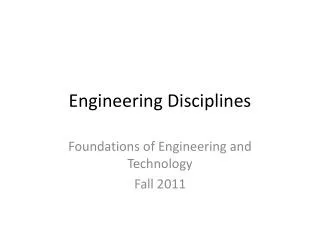 Engineering Disciplines