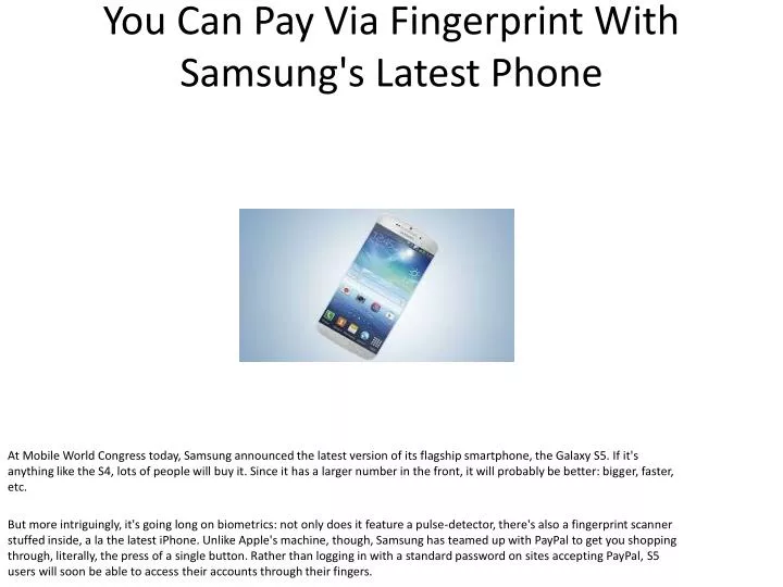 you can pay via fingerprint with samsung s latest phone