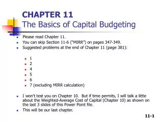 chapter 11 the basics of capital budgeting