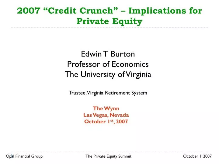 2007 credit crunch implications for private equity