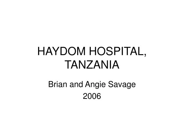 haydom hospital tanzania