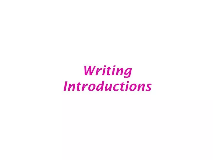 writing introductions