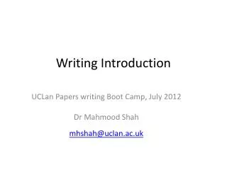Writing Introduction
