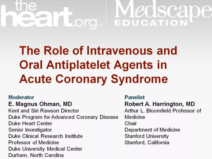 the role of intravenous and oral antiplatelet agents in acute coronary syndrome