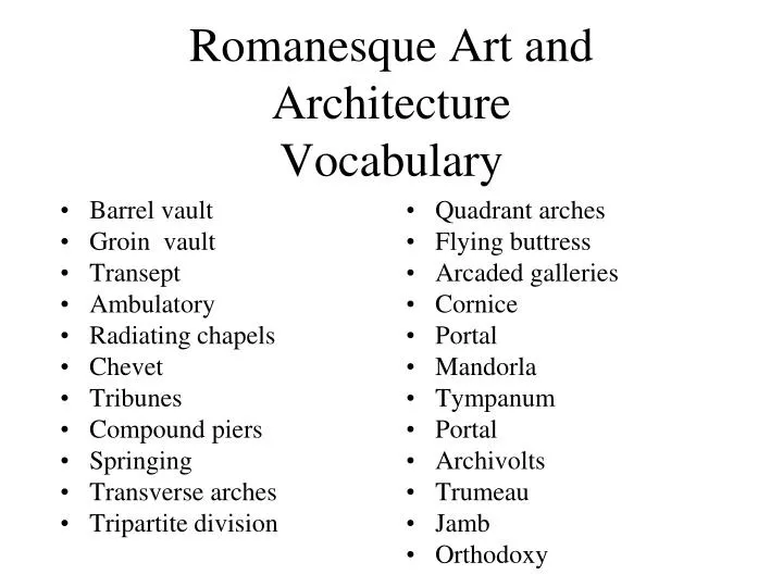 romanesque art and architecture vocabulary