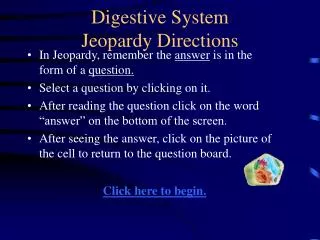Digestive System Jeopardy Directions