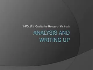 Analysis and Writing UP