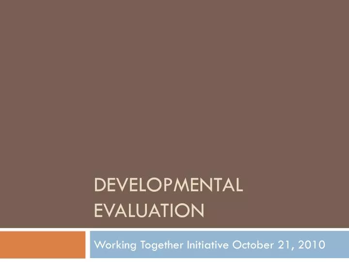 developmental evaluation