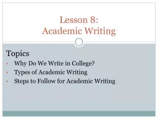 Lesson 8: Academic Writing