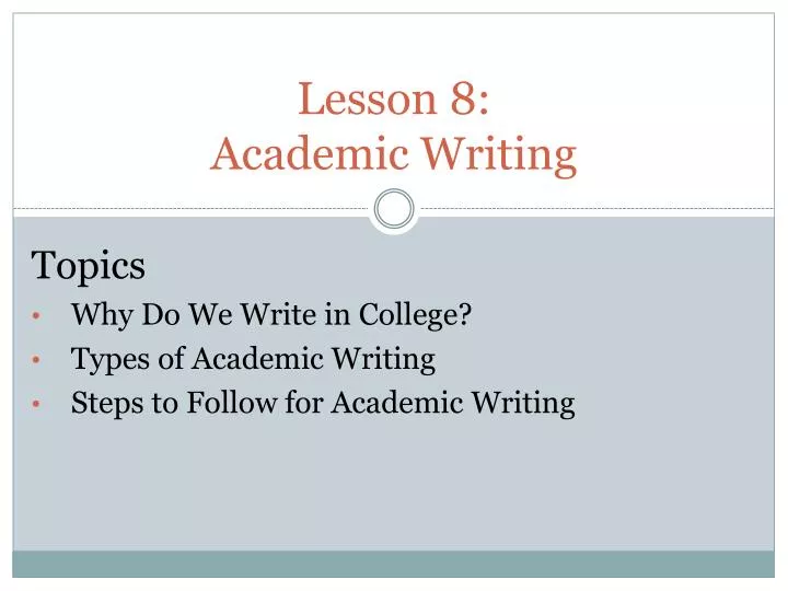 lesson 8 academic writing