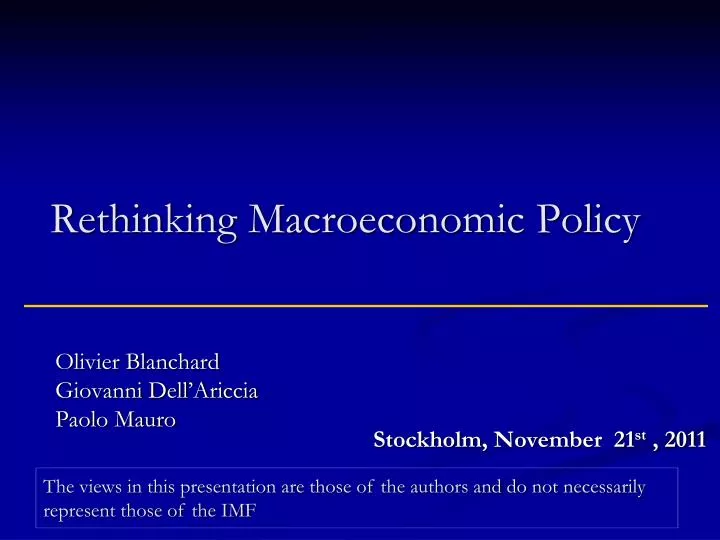 rethinking macroeconomic policy