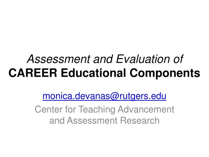 assessment and evaluation of career educational components