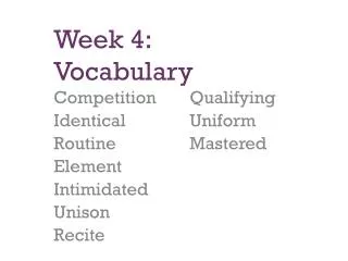 Week 4: Vocabulary