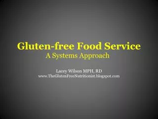 Gluten-free Food Service