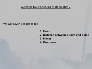 Welcome to Engineering Mathematics 2