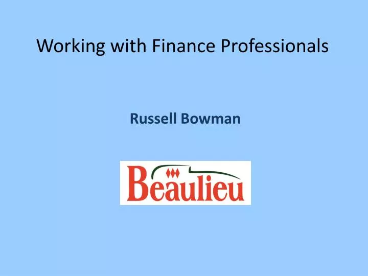 working with finance professionals