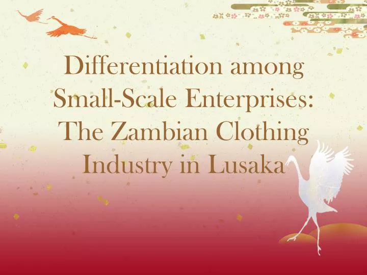 differentiation among small scale enterprises the zambian clothing industry in lusaka