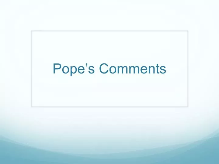 pope s comments