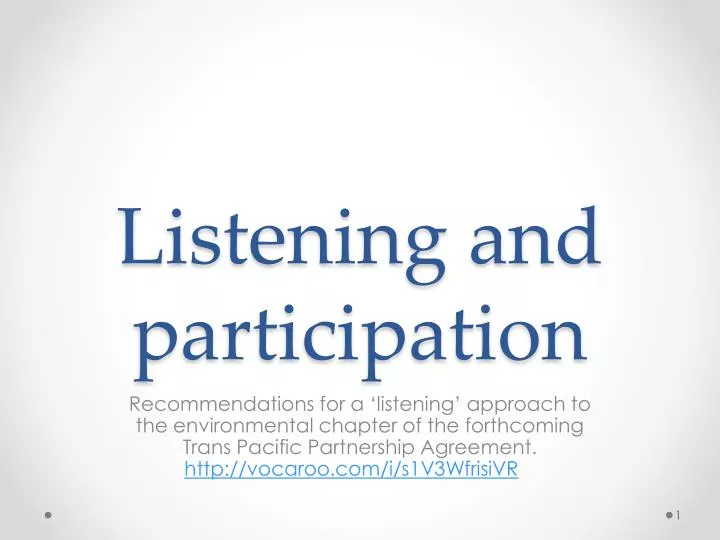listening and participation