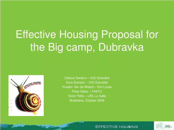 effective housing proposal for the big camp dubravka