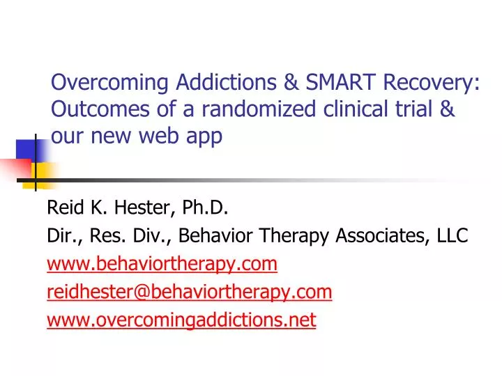 overcoming addictions smart recovery outcomes of a randomized clinical trial our new web app